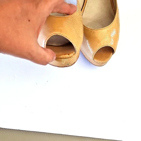 Michael Kors Tan Peep Toe Stiletto Heels - Picture 6 of 7